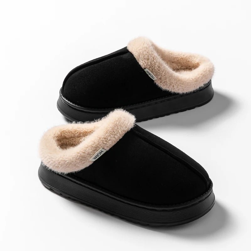 Women’s Fluffy Winter Slippers – Warm Faux Suede House Shoes with Thick EVA Sole - ORYMERE