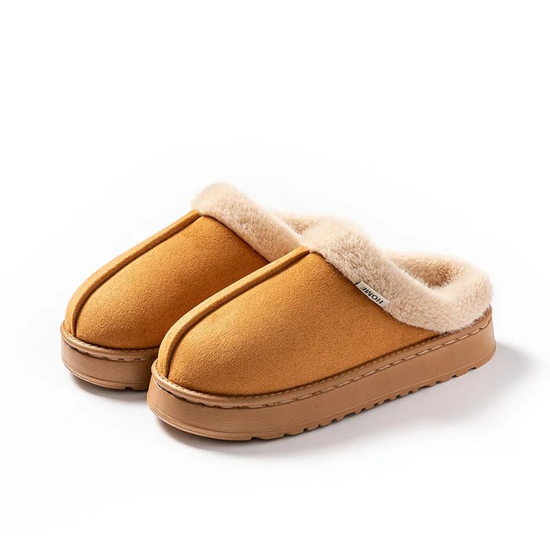 Women’s Fluffy Winter Slippers – Warm Faux Suede House Shoes with Thick EVA Sole - ORYMERE