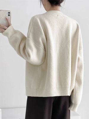 Women’s O-Neck Knit Cardigan – Button Front Long Sleeve Sweater for Fall & Winter - ORYMERE