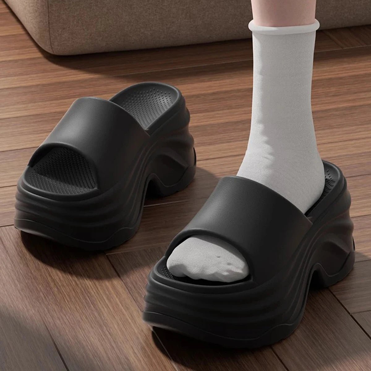 Women’s Platform EVA Slides – Thick Sole High Heel Summer Slippers with Anti-Slip Design - ORYMERE