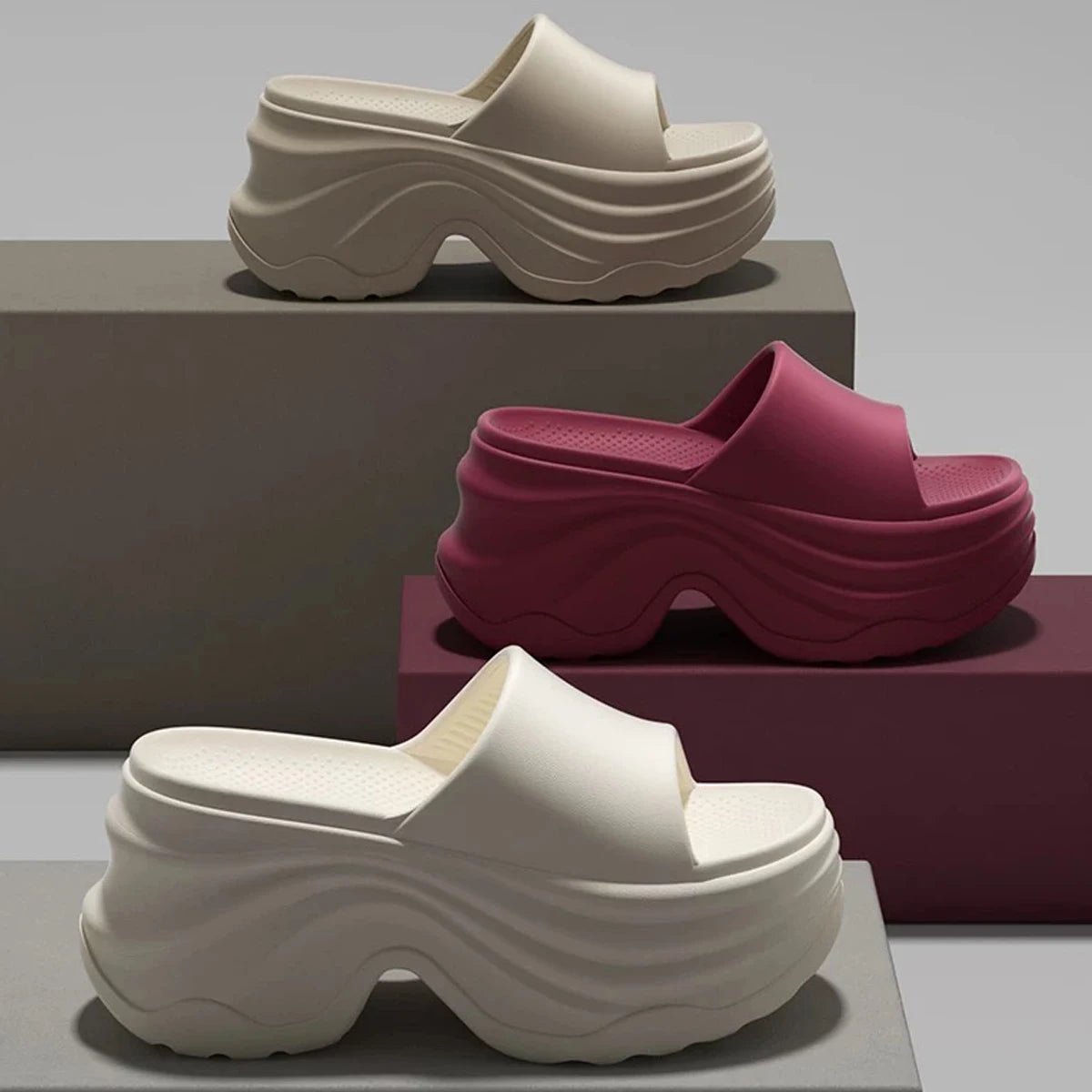 Women’s Platform EVA Slides – Thick Sole High Heel Summer Slippers with Anti-Slip Design - ORYMERE