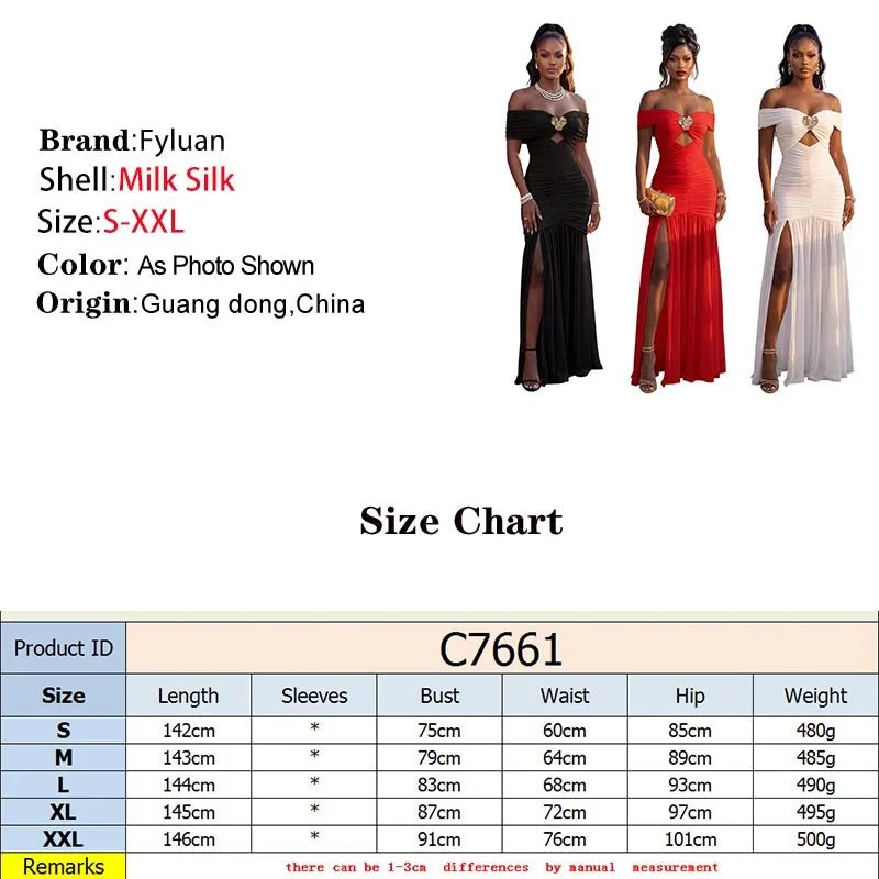 Women’s Strapless Maxi Dress – Off Shoulder Side Slit Evening Gown for Summer Events - ORYMERE